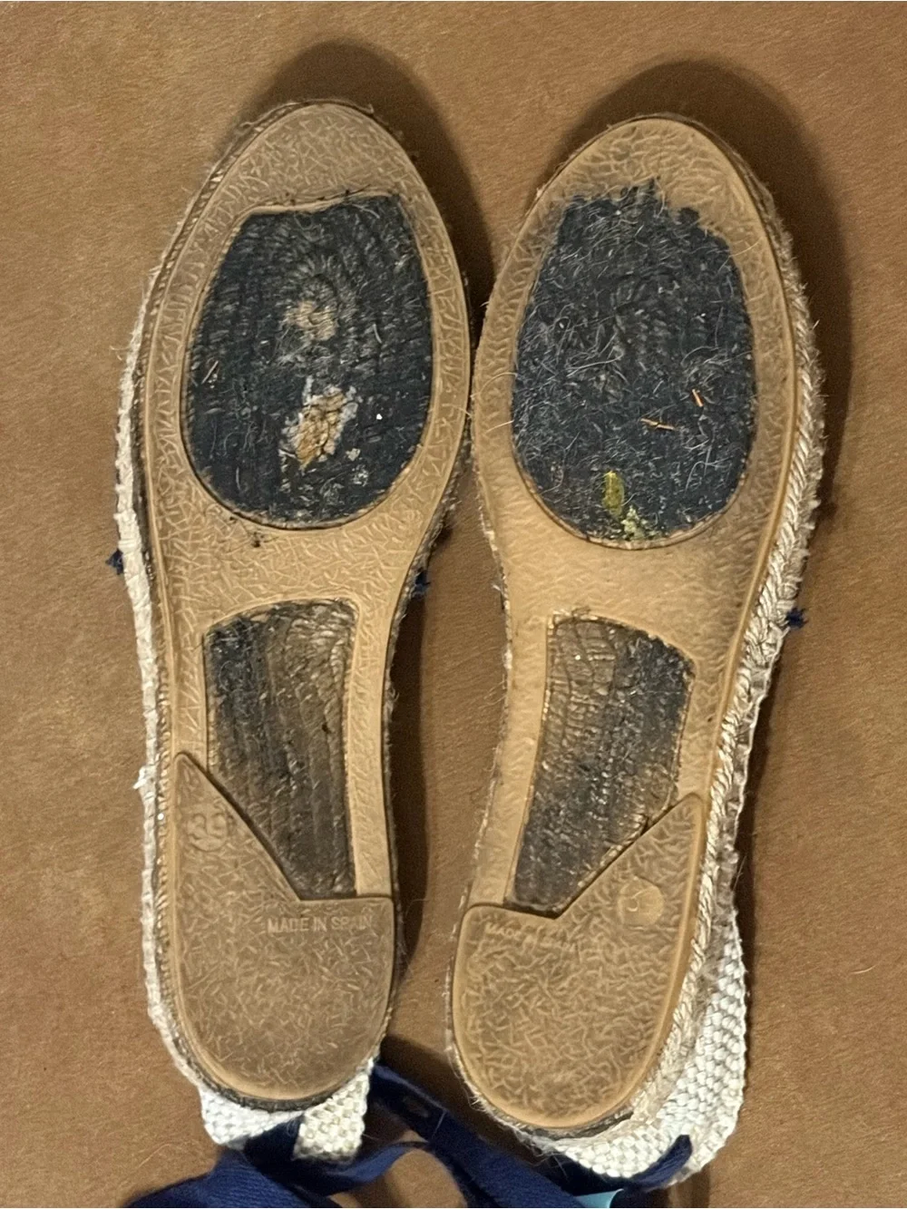 Romena Navy & White Striped Espadrille Lace-Up Flats Sz EU 39 runs small US8